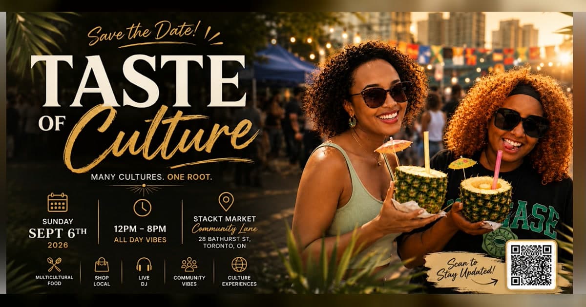 Taste of Culture: Travel the Diaspora event flyer featuring guests at a Toronto cultural festival