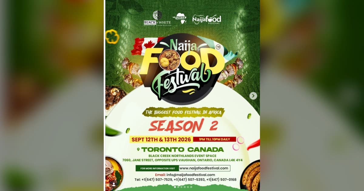 Naija Food Festival flyer for September 12 and 13, 2026 in the Toronto area